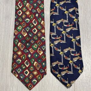 🔥BUNDLESALE Mens Set of 2 Luxury Silk Ties. Frank Stella, San Marco 1290 Venezia
